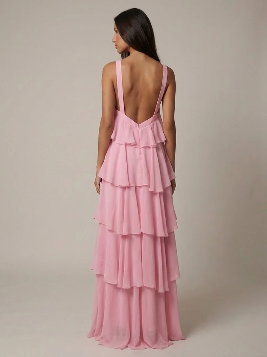 Flower Ruffle Maxi Dress - Image 3