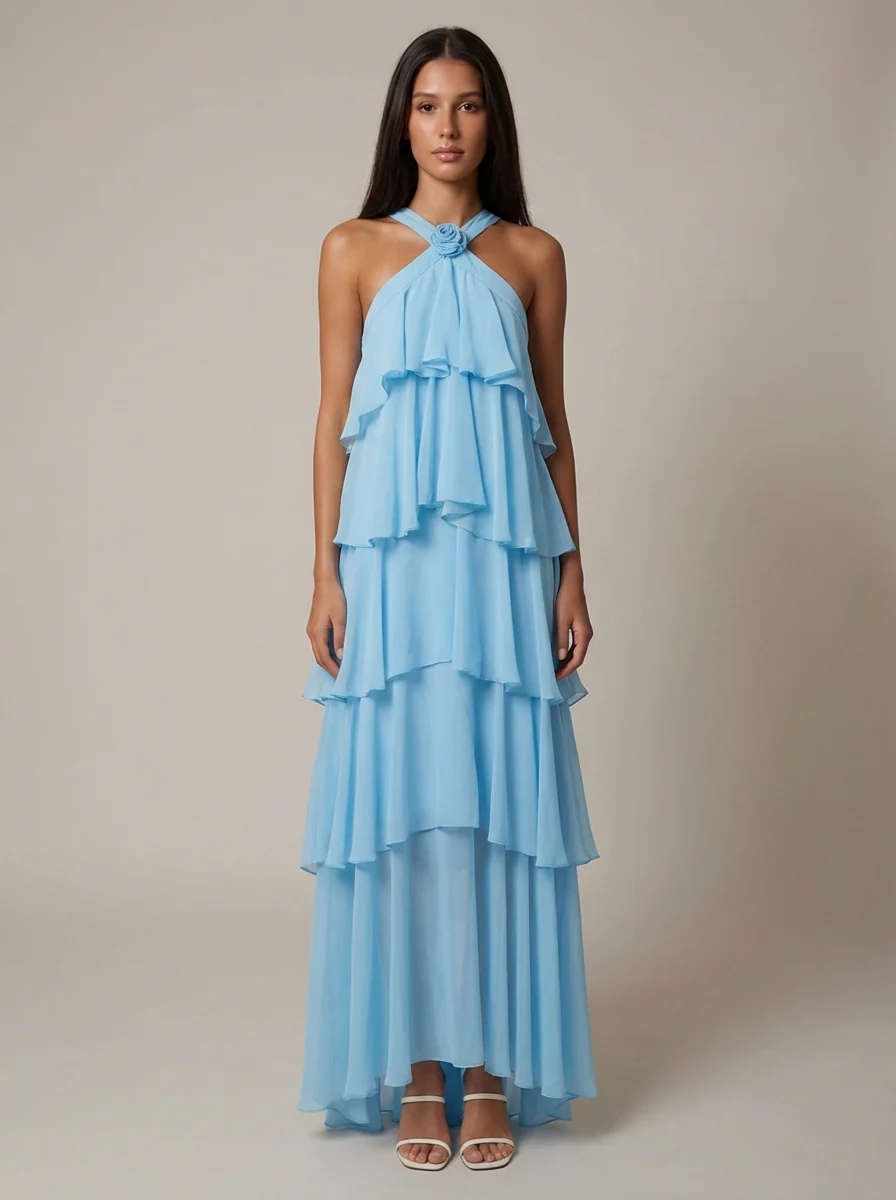 Flower Ruffle Maxi Dress - Image 4