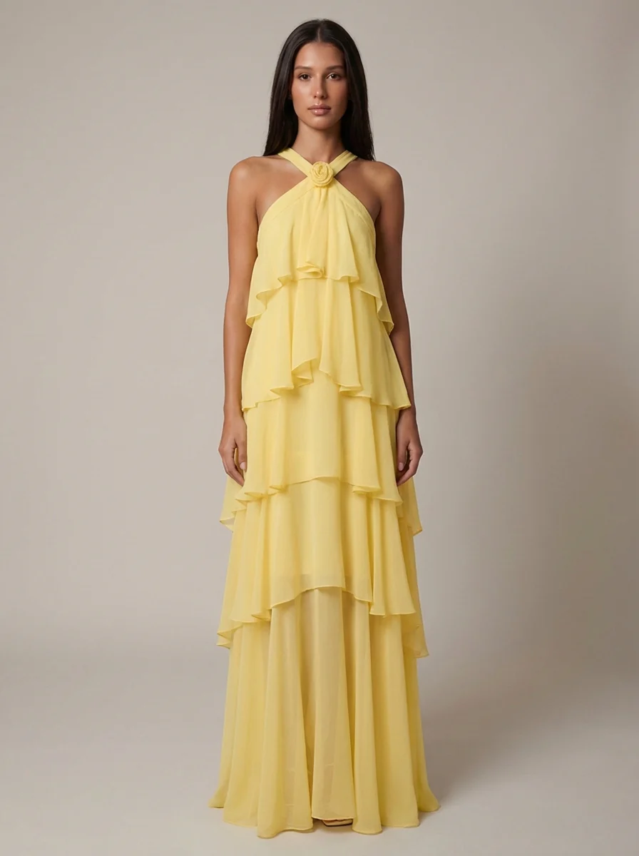 Flower Ruffle Maxi Dress - Image 5