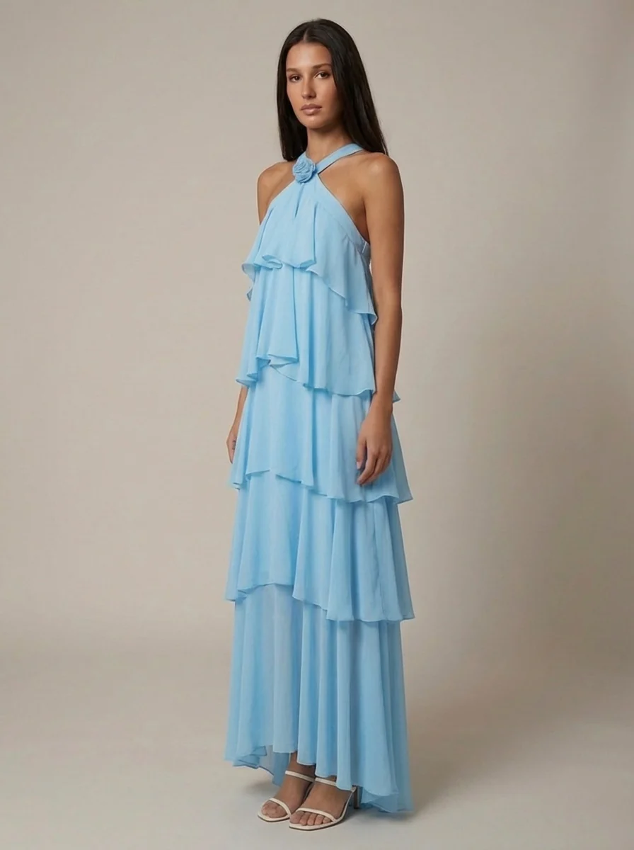 Flower Ruffle Maxi Dress - Image 7
