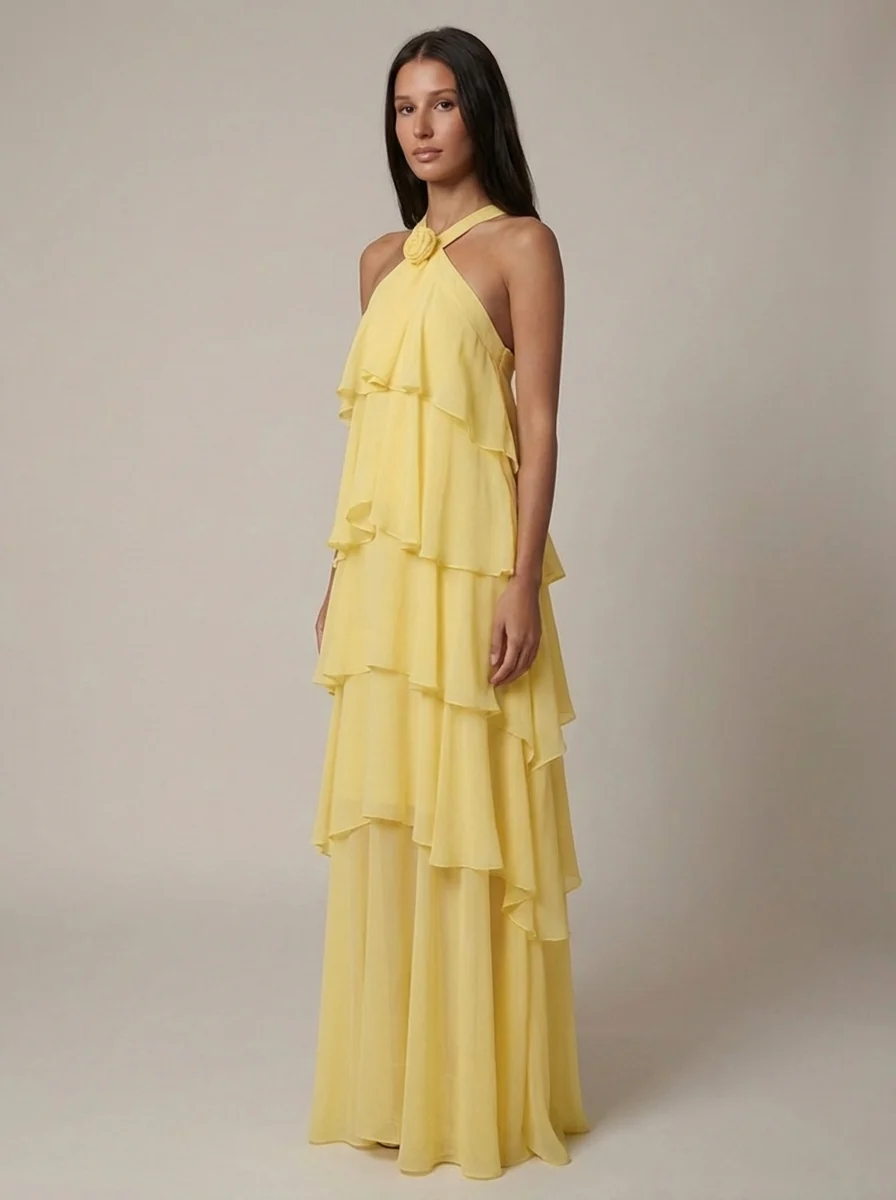 Flower Ruffle Maxi Dress - Image 9